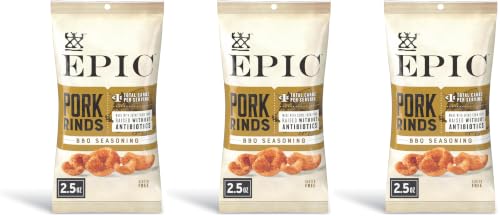 Image of EPIC BBQ Seasoning Pork Rinds, Gluten Free, Keto and Paleo Friendly, Protein Snacks, 2.5 oz (Pack of 3)