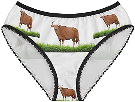 SpreadPassion Women's Banteng With Green Grass Isolated Panties, Banteng With Green Grass Isolated Underwear, Briefs