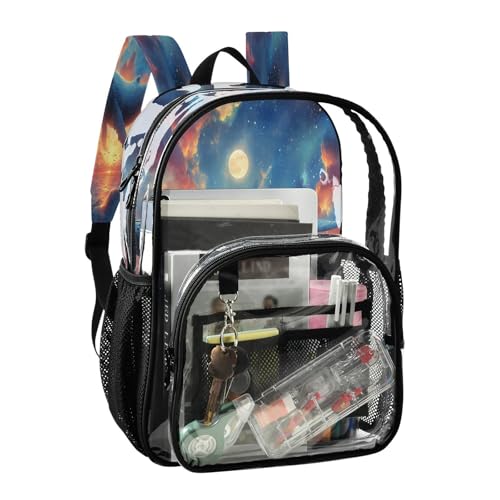 Whale Cloud Ocean Clear Backpack Heavy Duty See Through Transparent PVC BookBag for Kids Boy Girl School Work2