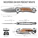 NedFoss Pocket Folding Knife DA169, 4 in 1 Pocket Knife for Men, Survival Knife with Liner-Lock Belt Clip, Seat Belt Cutter, Glass Breaker,Bottle Opener, Hunting knife for Camping Hiking (Grey)
