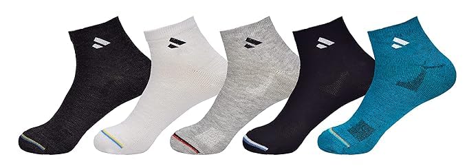 Solid Ankle Length Athletic Socks, Pack of 5, Men's-image-29