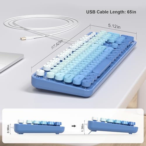 Image of MOFII Computer Keyboards Wired, Plug Play USB Full Size Typewriter Keyboard, Cute Colorful Aesthetic Keyboard with Foldable Stands for Windows PC Laptop (Blue Gradient)