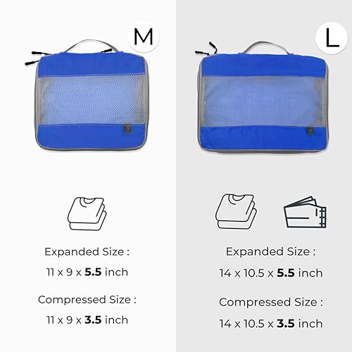 Lewis N. Clark ElectroLight Expandable Compression-Packing Cube + Travel Organizer for Luggage, Suitcase or Carry On with Smart Design Grab Handle & Breathable Mesh, 2-Pack (1 Med, 1 Lrg), Dark Blue4
