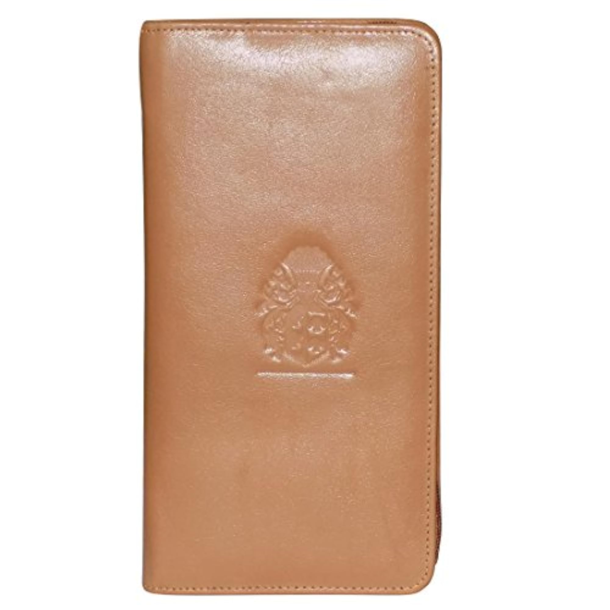 Tan Leather Zipper Travel Passport Wallet