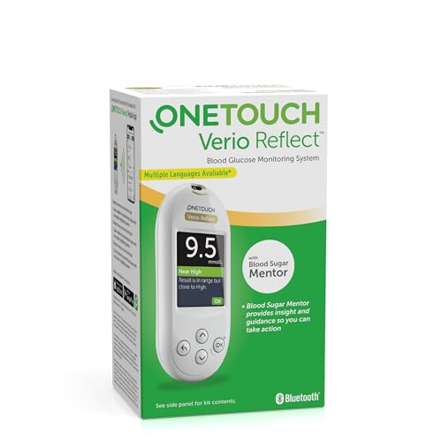 OneTouch Verio Reflect Blood Glucose Meter - System for Blood Glucose Control with 1 Blood Glucose Meter 1 Lancing Device 10 lancets &1 Pouch.