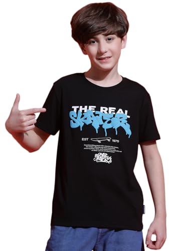 Image of Li'l Tomatoes Boys Cotton T-Shirt | Graphic Printed Half Sleeve Casual Summer Wear | Soft & Breathable | 9-16 Years
