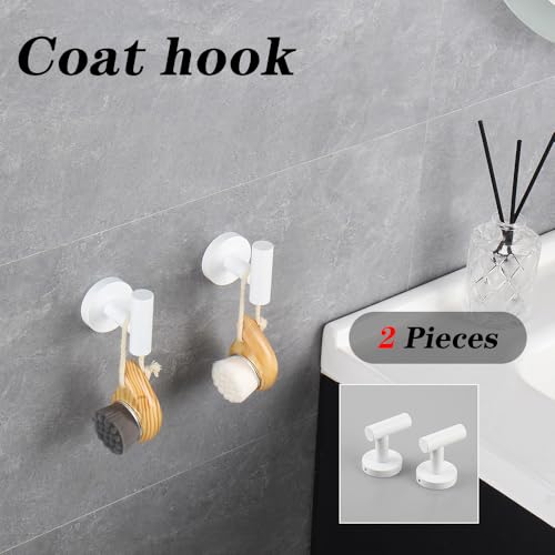 GERZWY Towel Hook Stainless Steel Robe Coat Hook Wall Mounted Luxury Hooks for Bathroom Hotel 2 Pack, White by GERZWY - Image 5