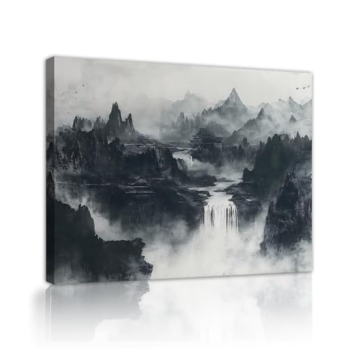 Peinture à l’encre de Chine cascade pour transformer votre décoration murale terne en havre de paix
