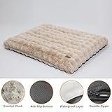 BingoPaw Hundebett mittelgroße Hunde waschbar: Hundekissen flauschig Hundematte für kleine Hund, wasserdicht Hundematratze mit abnehmbar Plüsch Bezug und rutschfest Unterseite, Beige, 76x51x10 cm