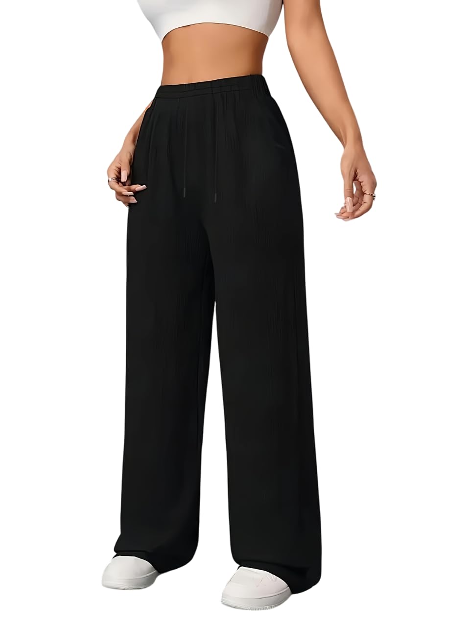 dockstreet Straight Wide fit Long Length Open Bottom Jogger for Women/Trending Multi Pocket Style, Relaxed Casual Pants for Women-picture-32