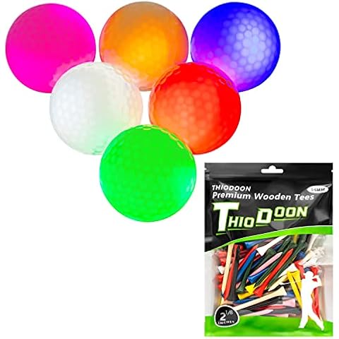 THIODOON Glow in The Dark Golf Balls and Golf Tees 3-1/4 Inch, Golf Gifts and Accessories for Men Women Kids Cover