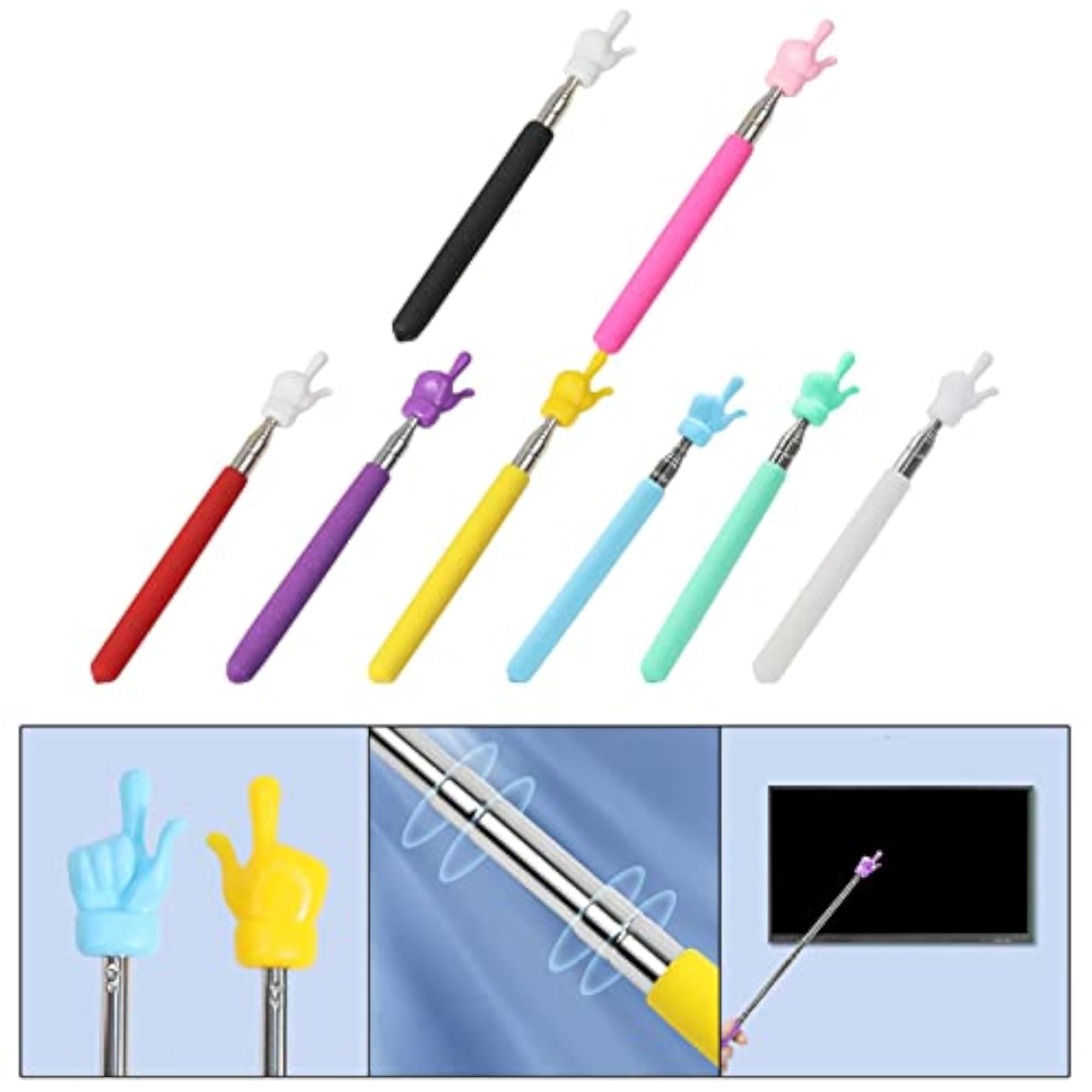 Pointer Accs Portable Teacher Pointer Finger Design for Home Whiteboard Black