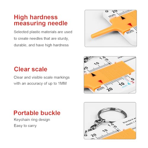 AEIOPRS 4 Stücke Reifen Profiltiefenmesser 0-20mm für Motorrad Auto Kunststoff Reifenprofiltiefenmesser