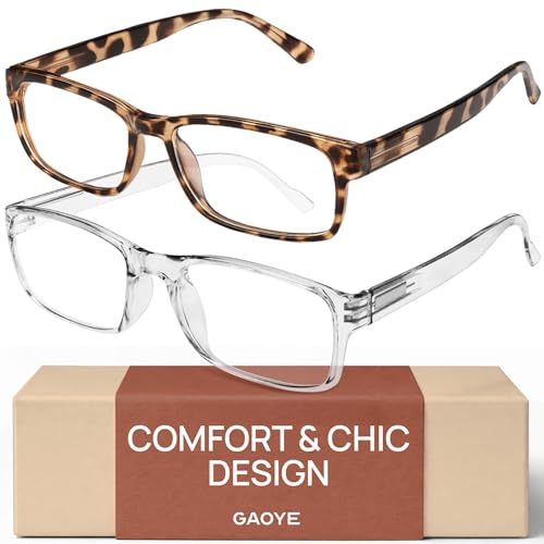 Image of Gaoye 5 pack Reading Glasses Men /Women, Eyeglasses, Blue Light Readers for Men /Women, Computer Eye Glasses, Cheaters, Bright Leopard + Clear, 2
