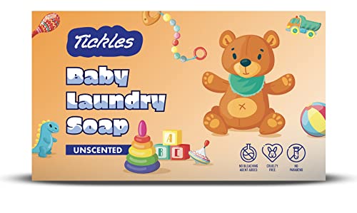 Image of Tickles (Pack of 4) Handmade Organic Washing Soap For Baby Clothes, Accessories Mainly for Sensitive Skin 100% Chemical Free Natural Laundry Soap Citronella, Lavender, Unscented & Lemongrass (360 gms)