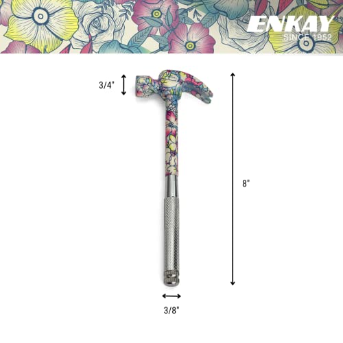 Image of ENKAY - 6 in 1 Floral Hammer and Screwdriver, Multifunction Claw Hammer Tool with Flower Print (Pattern 3)