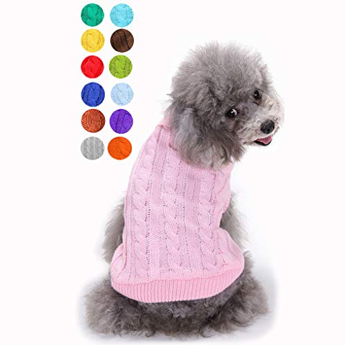 Image of Dog Sweater Soft Warm Turtleneck Knitted Clothes for Small Medium Large Pet | Comfy Wool Knit, Turtleneck & Classic Design, Easy on /off, Warm Winter Girls Boys Dogs Christmas Sweaters, Pink, XL