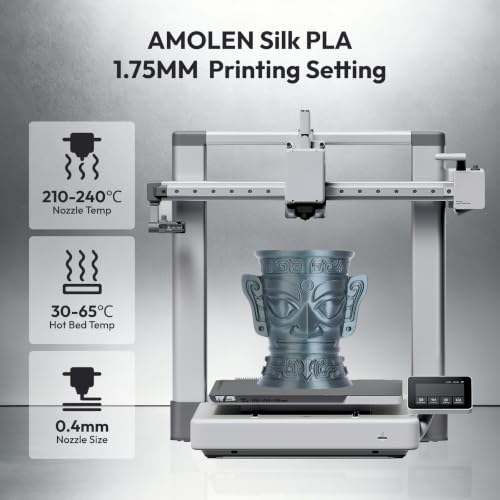 Image of AMOLEN PLA 3D Printer Metal-Like Filament PLA Filament 1.75mm Filament Bundle,Green Bronze, Silver,Bronze, Red Copper,3D Printing Filament Bundle, 200gX 4 Spools