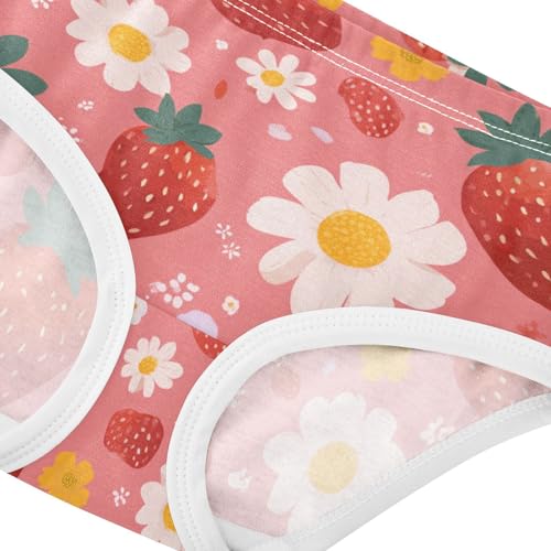 Wusikd Strawberries Girls' Underwear Cotton Flowers Girls Briefs Soft Toddler Underwear 2T4