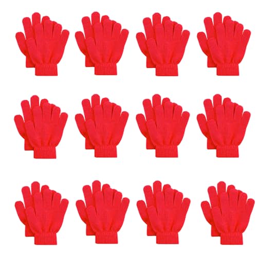 Image of FOMANN Kids Magic Gloves 12 Pair Children Bulk Gloves Boys Girls Warm Soft Gloves(6 to 13 years old)