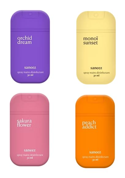 Kit sprays désinfectants – Lot de 4 – Format pratique nomade – Hygiène mains & surfaces – Fraîcheur et protection quotidienne