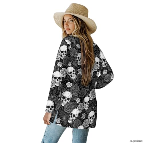 Image of Forchrinse Red Ladybug Cardigan for Women Causal Long Sleeve Open Front Cardigans Sweater Fashion 2024 Fall Coat with Pockets