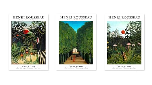 Animato Henri Rousseau Ensemble de posters vintage Art Prints Classic Museum Exposition Décoration murale A4 (impression uniquement) – 29,7 x 21 cm