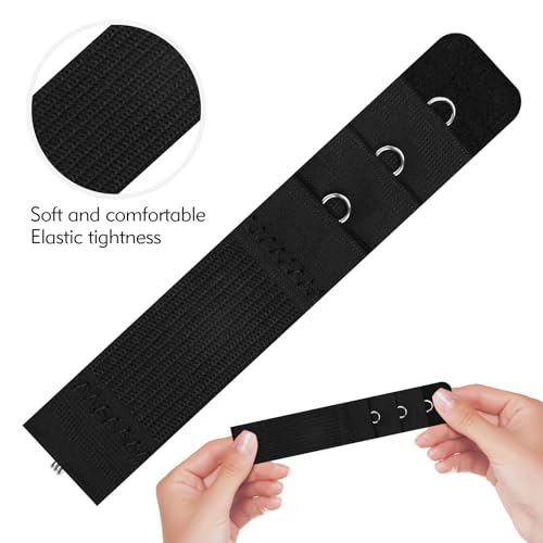 8 Pack Bra Extenders for Women, Stainless Steel & Cotton Comfortable Back Hook Extender, 3-Row Adjustable Bra Band Clasp for Pregnancy, Sports, Daily Wear3