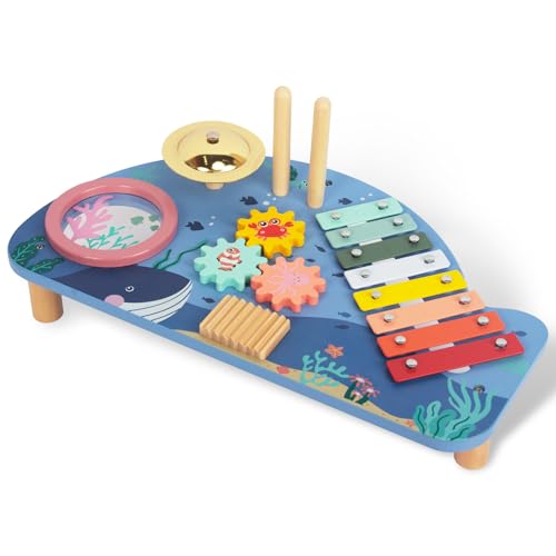 WOODENFUN Kinder Xylophon Set Musikspielzeug Kinderspielzeug Kinder Trommel...