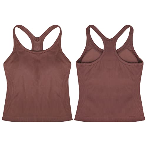 Image of sphinx cat Womens Ribbed Workout Crop Tops with Built in Bra Yoga Racerback Tank Top Slim Fit