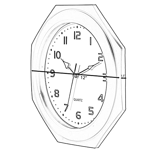 Quickway Imports Brown Modern Decorative Octagon Shaped Wood- Looking Plastic Wall Clock For Living Room, Kitchen, Or Dining Room #TOP3