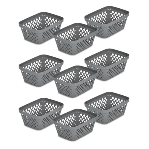 Glad Plastic Storage Basket Set - Multipurpose Drawer Trays, Kitchen Pantry Containers, and Bathroom Bins - 9 Pack Small Organizers, Grey