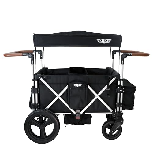 Image of Keenz 7S 2.0 Stroller Wagon - Foldable, Double Stroller for Infant and Toddler, Safe Kids Wagon with Sun Protection and 5-Point Harness, Ideal for Trips, Beach, Park - Fully Loaded with Accessories