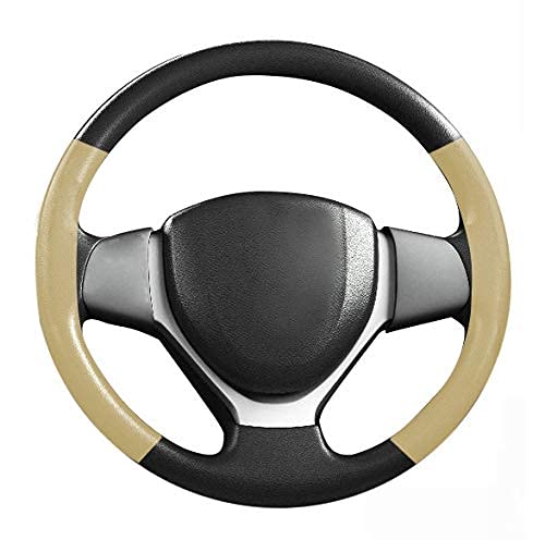 Car Steering Wheel Cover | Microfiber Leather | Breathable, Anti Slip | Odourless | Stitchable | Black & Beige for Honda Amaze (Type-I) 2013-2016-picture-29