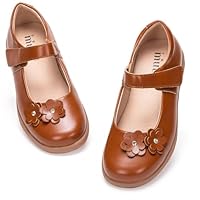 Frank Mully Girls Dress Shoes Girls Mary Jane Flat Shoes Ballerinas Flat Party School Shoes with Bow for Toddlers/Little Kids/Big Kids, brown, 2 UK