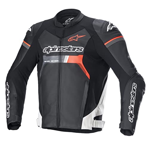 Alpinestars GP Force Veste en cuir de moto, schwarz/rot/weiß, 52