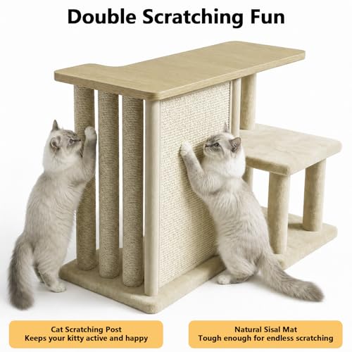 Image of Homegroove Cat Scratch Furniture Protector, 35.6''L Multi-Functional Cat Scratcher Side Table with Sisal Scratching Posts and Pad, Large Cat Couch Protector from Cat Claws for Living Room (Wood, Left)