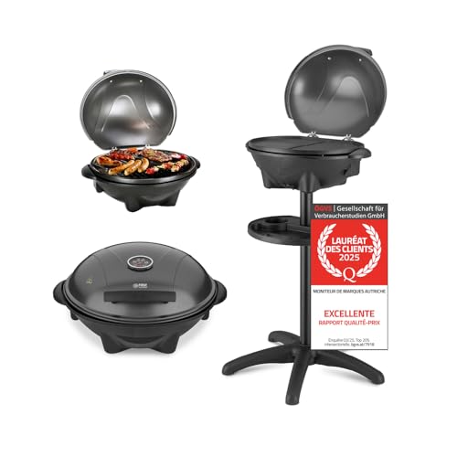 TZS First Austria - Barbecue électrique 2 en 1 de table & sol 2400W - BBQ avec pied pour balcon et...