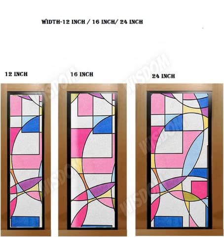 Image of WISDOM Privacy Window Film Frosted Glass Film Static Cling Glass Film No Glue Anti-UV Window Sticker Non Adhesive for Privacy Office Meeting Room Bathroom Living Room (Geometry Pattern, 24 x 240)