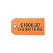 BankSupplies Printed Coin Bag Tags, Orange, $1000 Quarters, 1.88” x 3.75”, Box of 1000 - Tags for Labeling, Coin Label Tags for Business Organization, Money Denomination Tags, Coin Bag Label