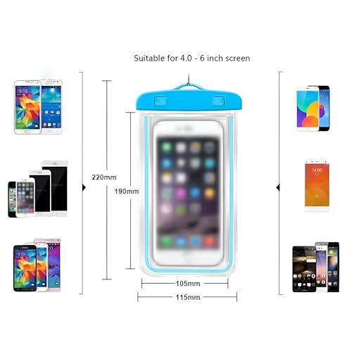 Image of Mobile Waterproof Pouch Universal Size Transparent for All Smart Phones (Blue Yellow Pack 2)