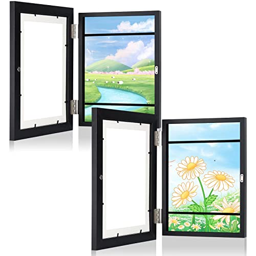 Wuoerr Picture Frames, Kid Artwork Picture Frame, Front Opening Changeable Pictures Display For A4 Art-Work Children Art Projects, Crafts, Drawings,8.3X11.8(Black, 2 Pack) #TOP13