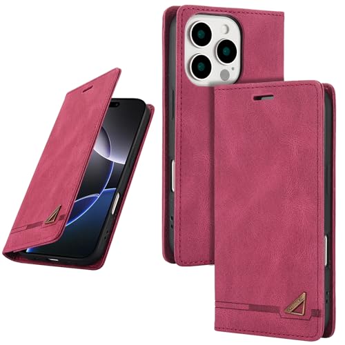 UnivoColors iPhone 12/12 Pro 手帳型ケース 高級合皮 スタンド機能 カード収納 マグネット式 TPUソフトカバー RFIDブロッキング カメラ保護 衝撃吸収 全面保護 衝撃吸収 おしゃれ カバー(ワイン色)