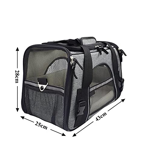 Bolsa De Transporte Pet Avião Para Cães E Gatos Luxo COR:CINZAEPRETO