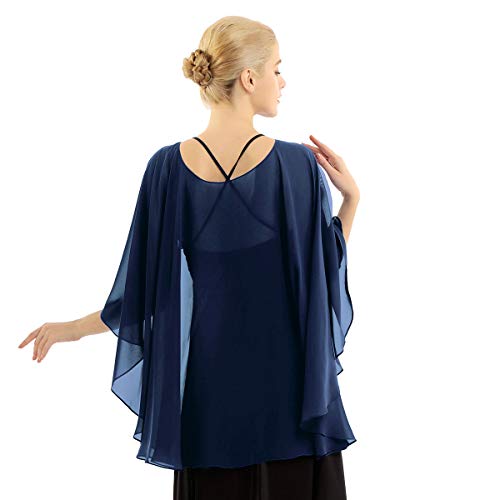 YiZYiF Women's Chiffon Scarves High-Low Wraps Cover Up Wedding Bridal Capelet Evening Shawls2