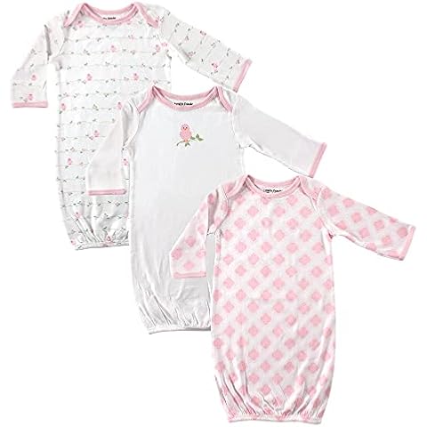 Luvable Friends Baby Girls' 33014_PinkBird_0-6M Nightgown, Bird, 0-6 Months (Pack of 3) Cover