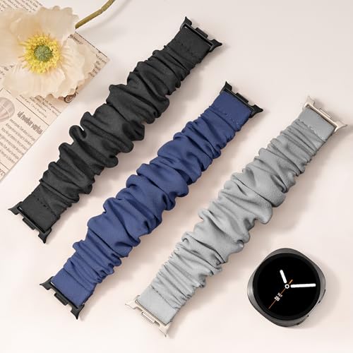 3 Pack Scrunchie Bands for Samsung Galaxy Watch 9 8 40mm 44mm, Galaxy Watch8 Classic 46mm,One Click No Gap Elastic Stretchy Nylon Straps for Women men by Tovimall - Used condition - Image 4