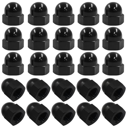 Moicstiy 25 Pcs M10 Acorn Cap Cover Nuts Plastic Hex Head Bolt Screw Protection Cover Caps(Black)