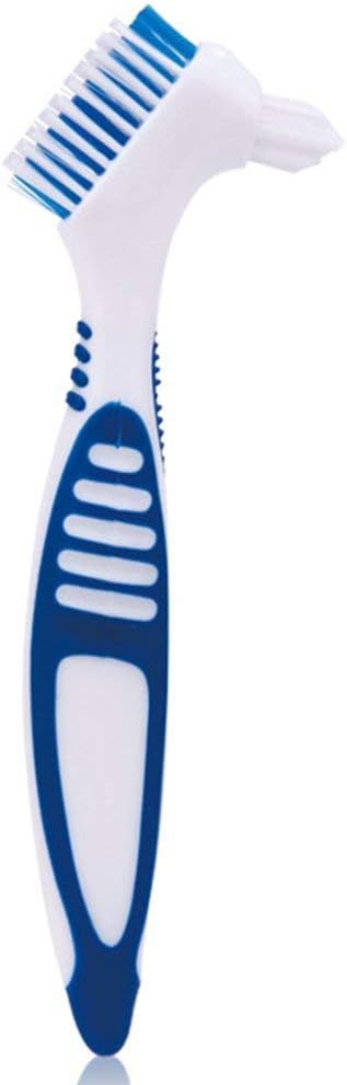 Cepillos de limpieza para prótesis con cabezal de cepillo doble, cepillo de dientes para prótesis dentales con mango antideslizante suave y respetuoso con el medio ambiente