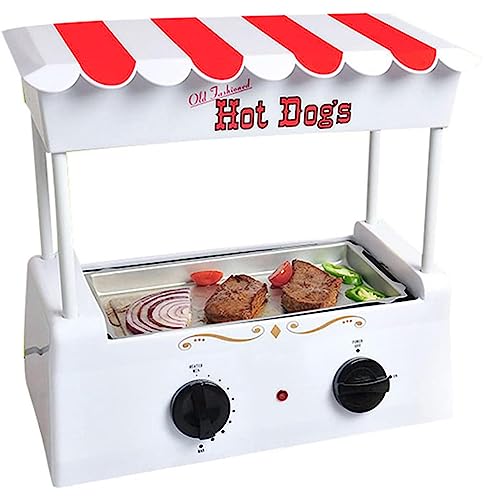 IUBGFTO Calentador de Perritos Calientes, 4 pies de Largo y Capacidad para 6 panecillos, Rodillos de Acero Inoxidable, Salchichas de Desayuno, Bratwurst, taquitos y rollitos de Huevo